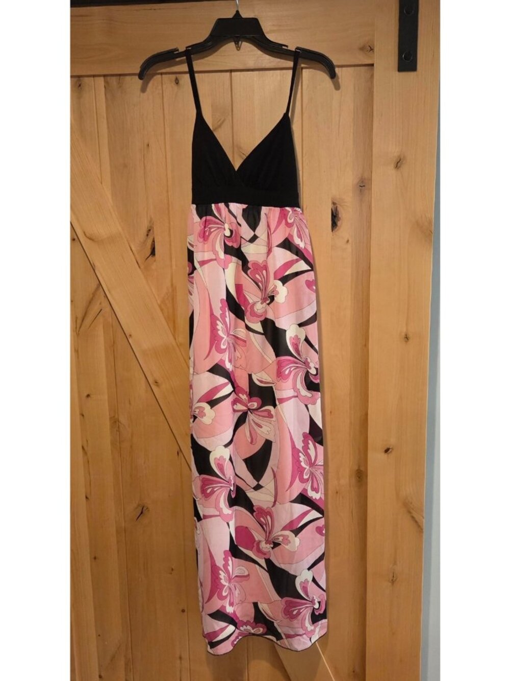 VTG Y2K La Belle Maxi Dress Pink Tie Waist Jrs Size 3 Butterfly Look Empire